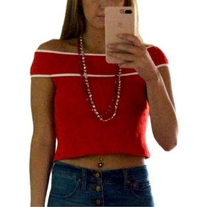 SOLD - Off-the-shoulder Zara Crop Shirt
